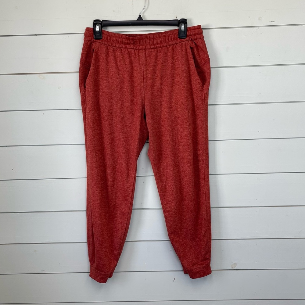 Lululemon soft jersey classic fit‎ mid rise joggers orange women's size 8